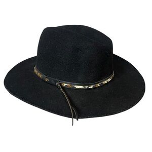 Eddy Bros Black Western Hat with Animal Print Band Duke Gambler Felted Wool